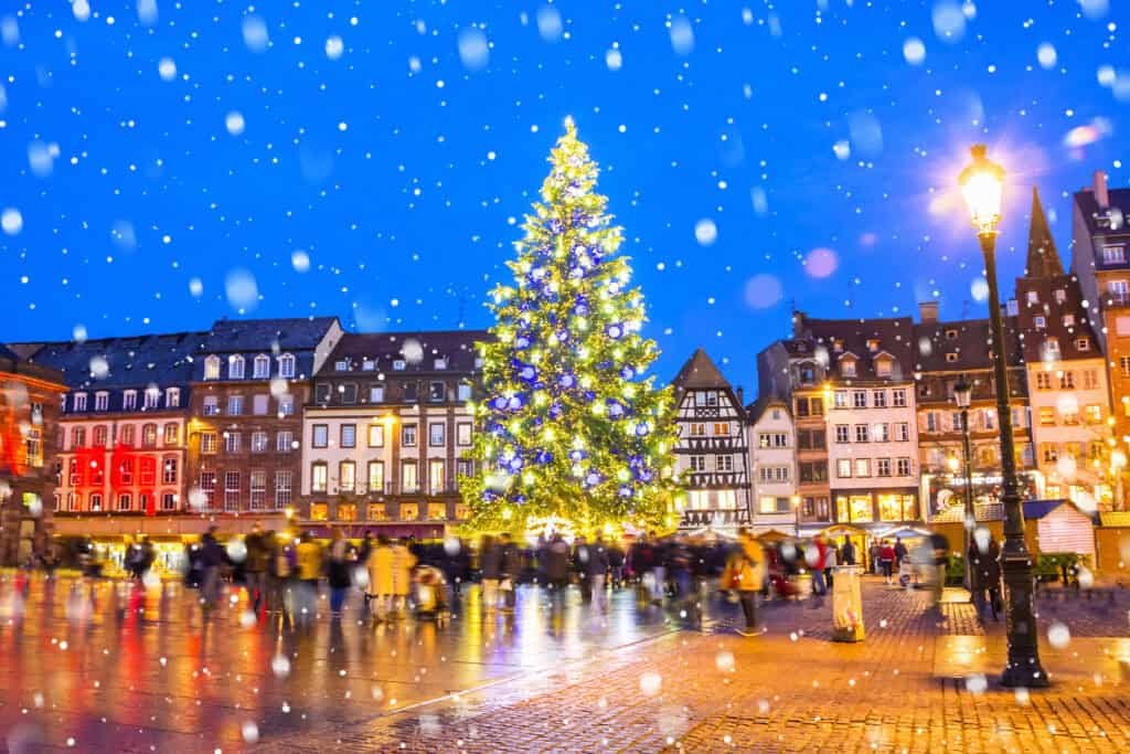 Christmas tree and Christmas Market at Kleber square in Strasbourg